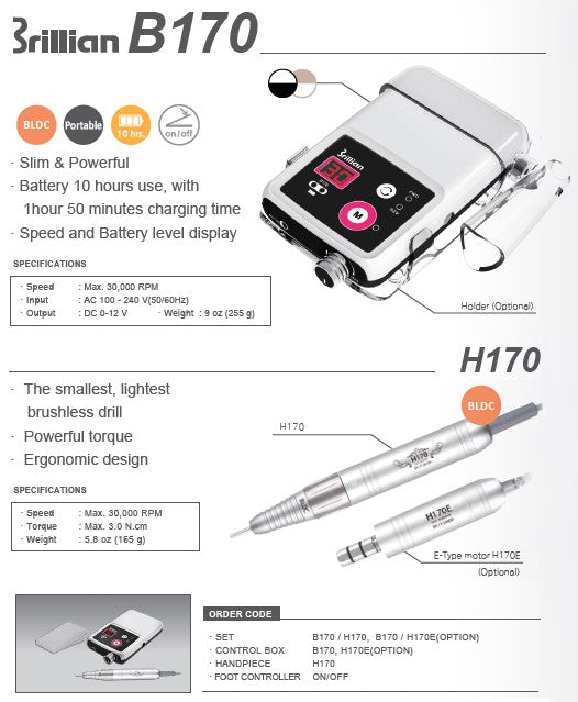 B170(WH)/ H170 BRUSHLESS 30K PORTABLE SET(3/32″) -SAESHIN