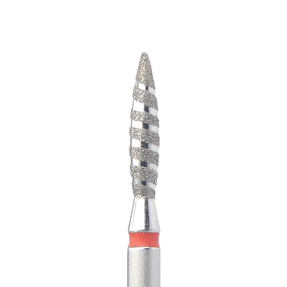 Diamond Nail Drill Bit Red Striped Flame 2.1-10F (#154)- KMIZ