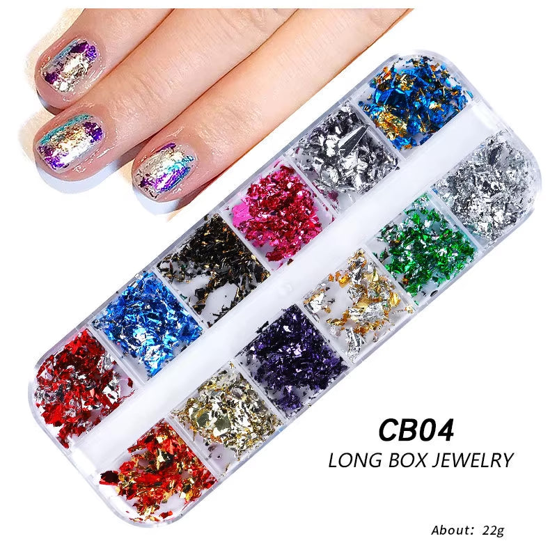 Foil Kit Fragments DIY Aluminum Paper Nail Stickers Flakes