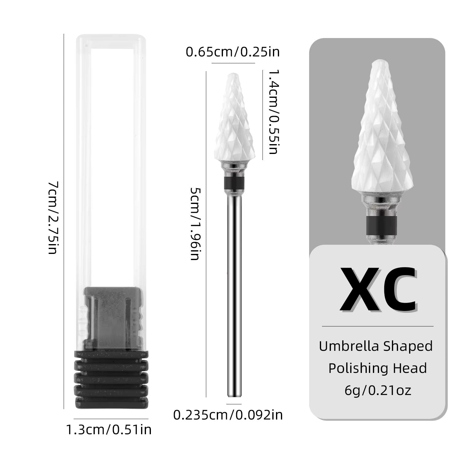 CERAMIC NAIL BIT (Umbrella) Black XC #402, 1 PCS