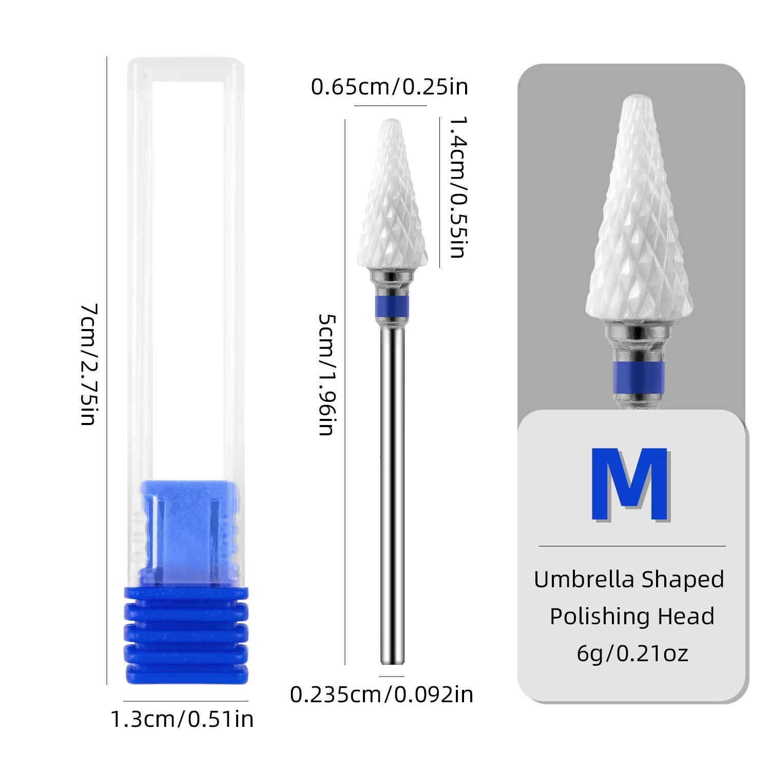 CERAMIC NAIL BIT (Umbrella) Blue, M #403, 1 PCS