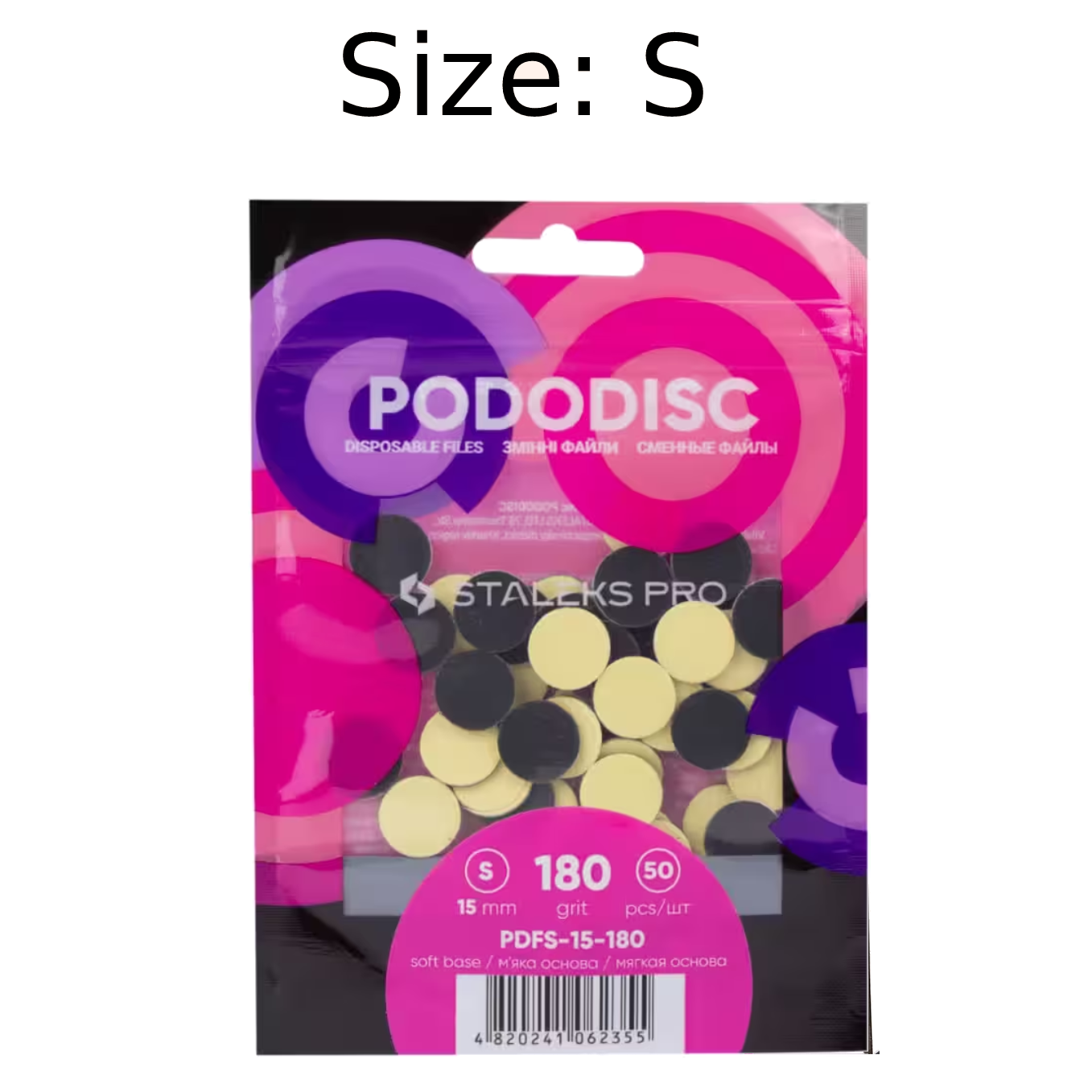 STALEKS Pro S Pododisc Disposable Files Soft Base for Pedicure Disc 15mm (50 Pcs) PDFS-15