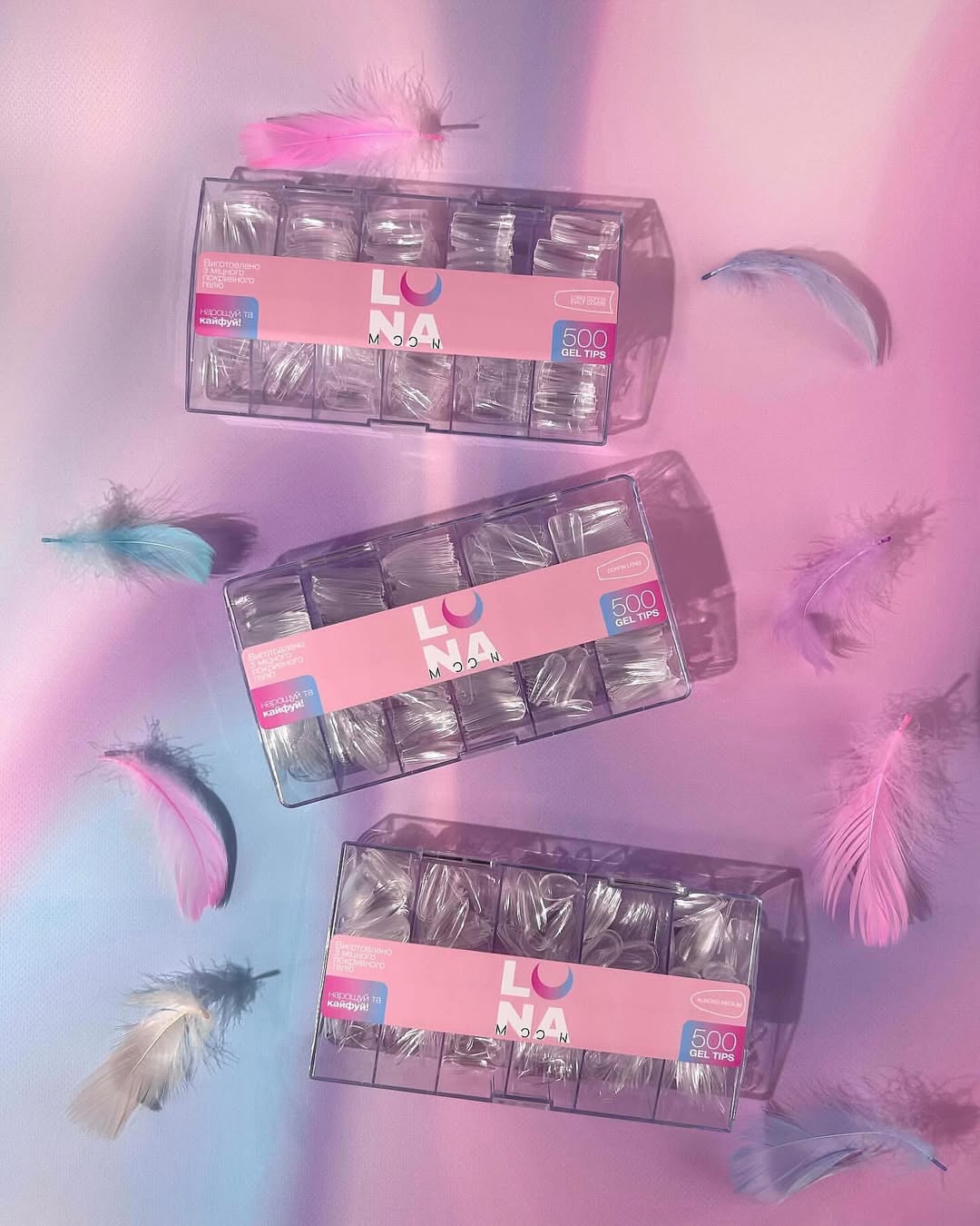 LUNA - Gel Tips Coffin Long (Half cover), 500pcs