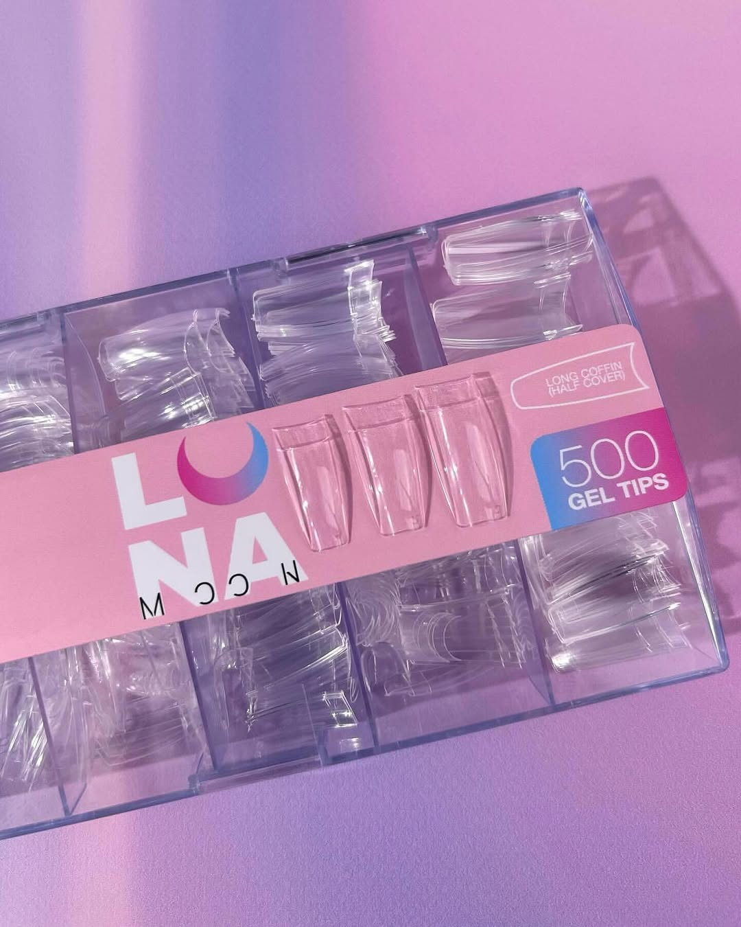 LUNA - Gel Tips Coffin Long (Half cover), 500pcs