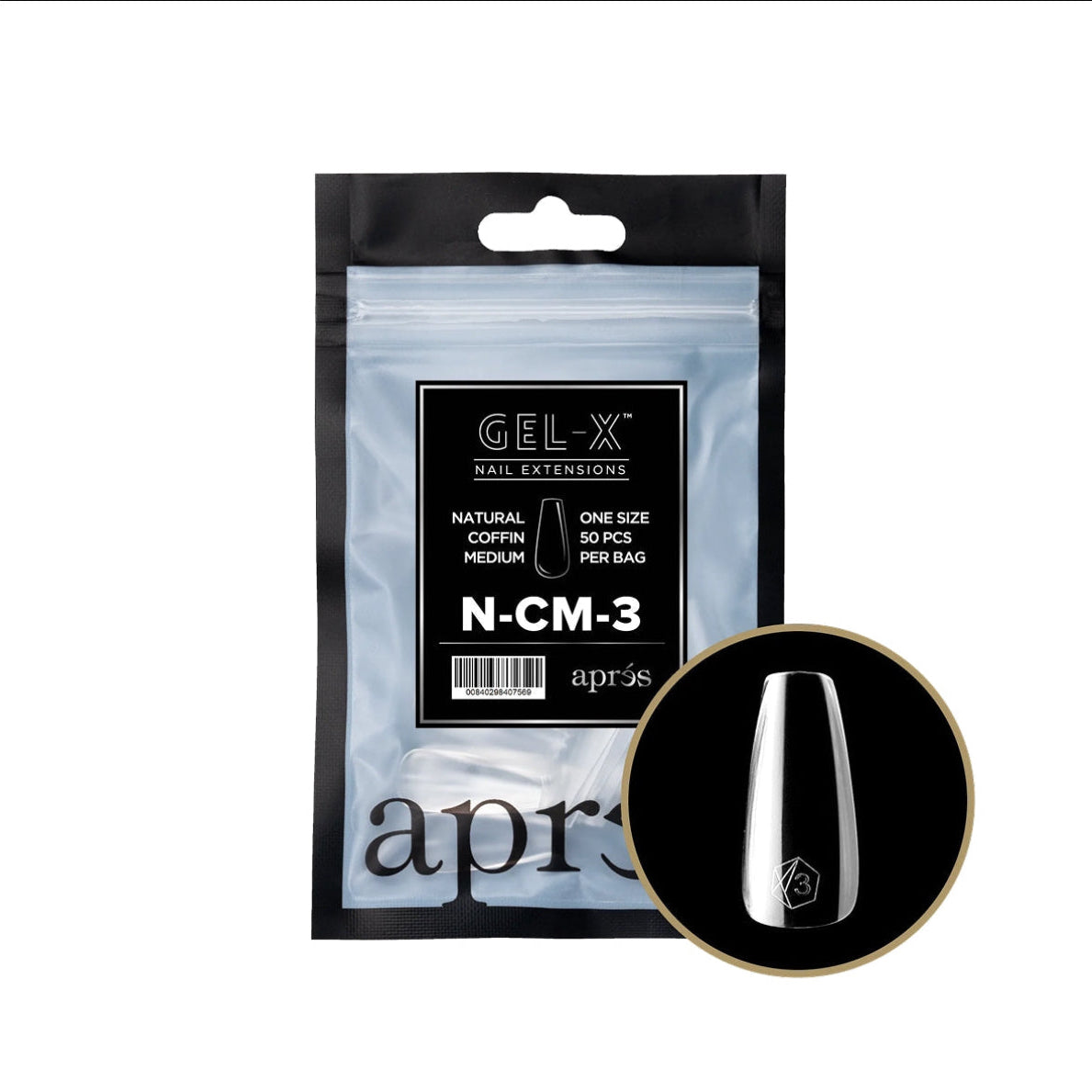 Apres Gel-X Natural Coffin Medium Tips â Size 3 (50 pcs)