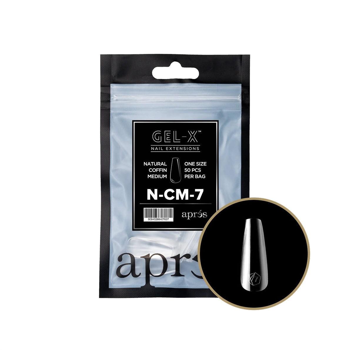 Apres Gel-X Natural Coffin Medium Tips â Size 7 (50 pcs)