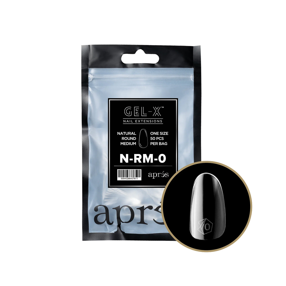 Apres Gel-X Natural Round Medium Tips â Size 0 (50 pcs)