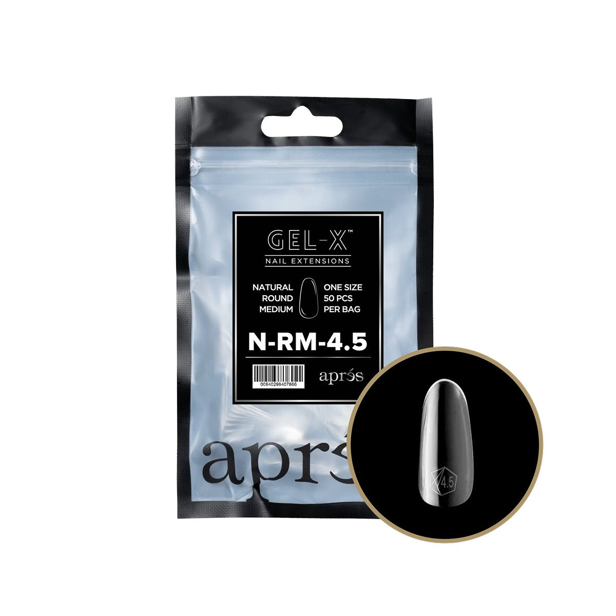 Apres Gel-X Natural Round Medium Tips â Size 4.5 (50 pcs)