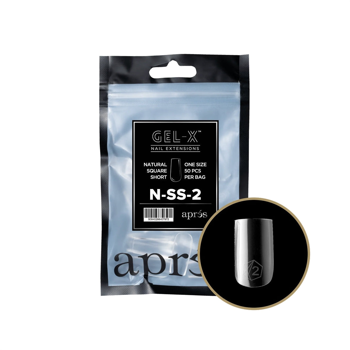 Apres Gel-X Natural Square Short Tips – Size 2 (50 pcs)