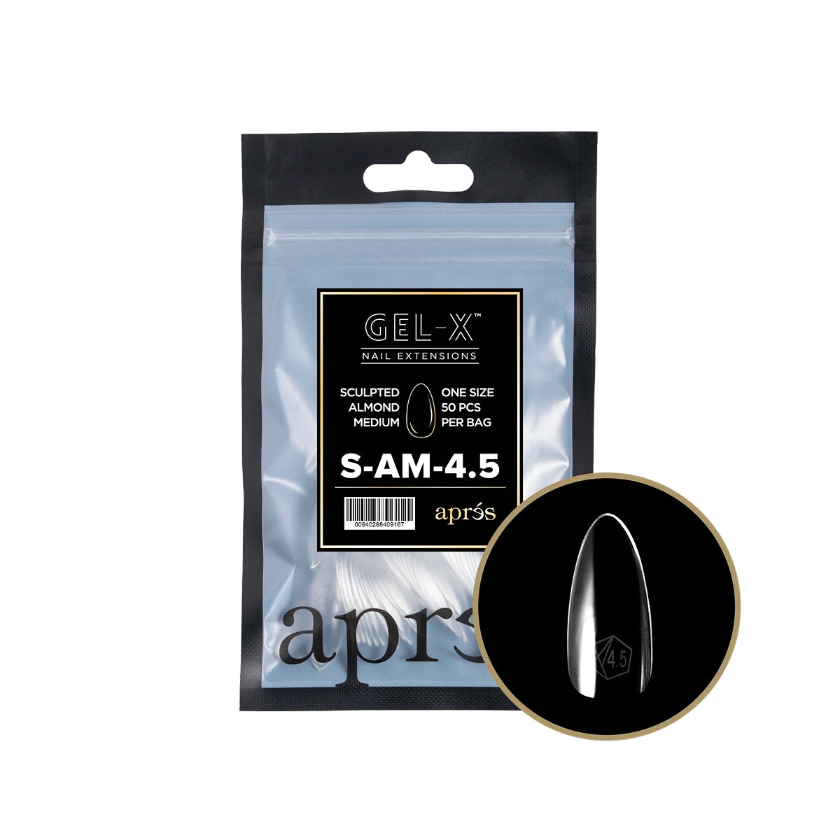 Apres Gel-X Sculpted Almond Medium Tips – Size 4.5 (50 pcs)
