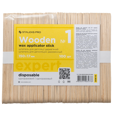 STALEKS PRO EXPERT 10 WOODEN WAX APPLICATOR STICK №1 100 PCS DSW-10 - STALEKS™