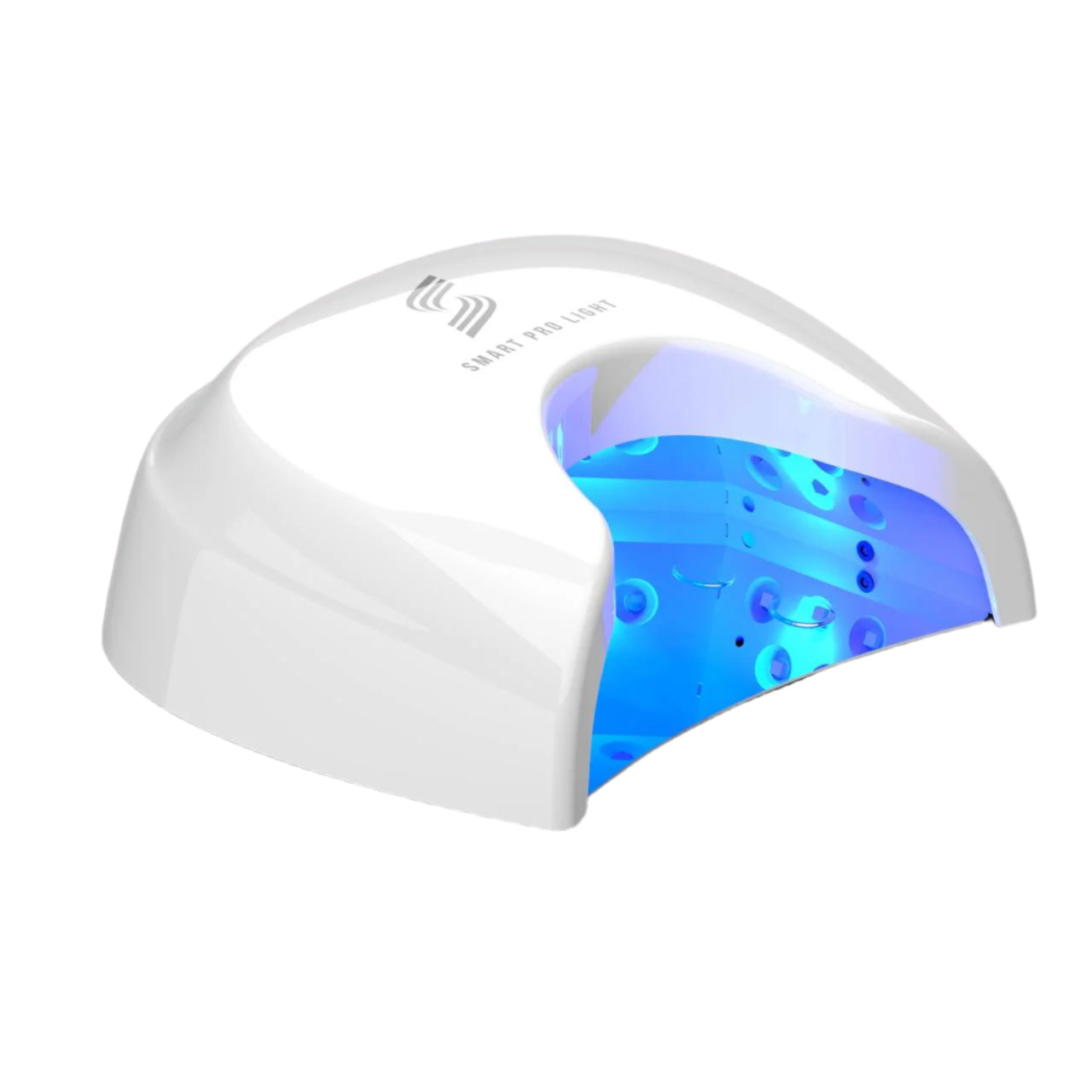 Nail dryer with blue light on a white background