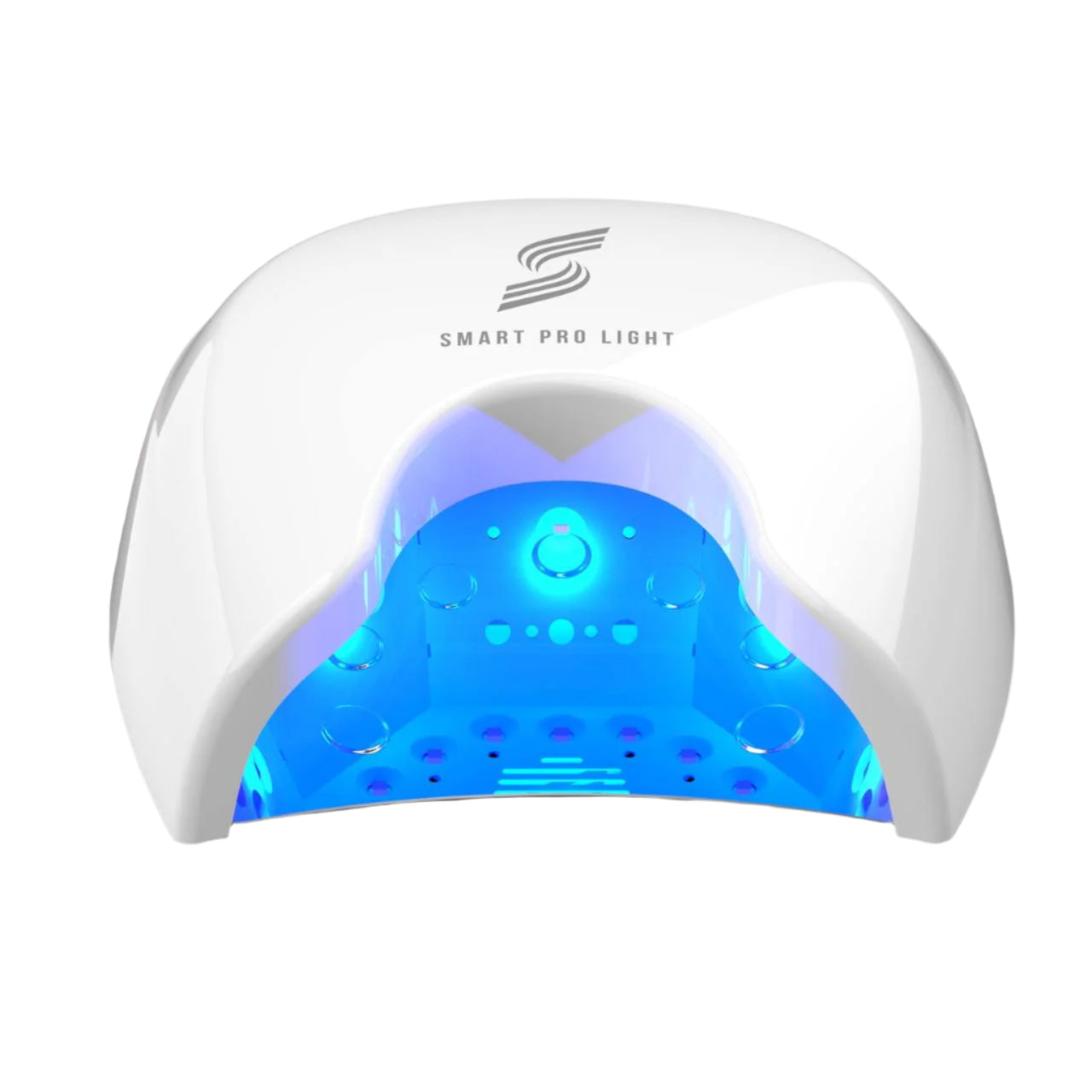 Nail dryer with blue light on a white background