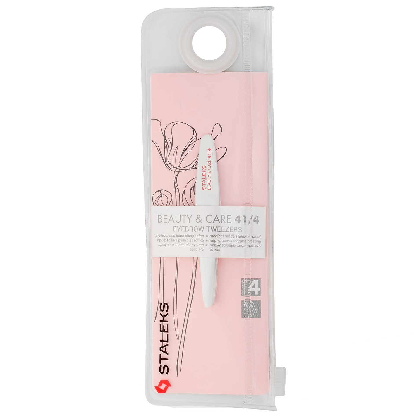 STALEKS BEAUTY & CARE 41 TYPE 4 EYEBROW TWEEZERS COMPACT SIZE SLANT WHITE TBC-41/4- STALEKS™