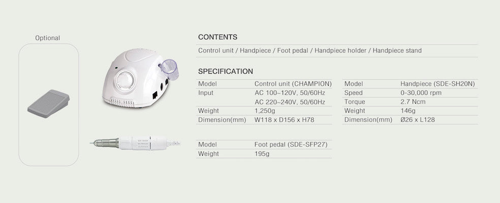 Saeyang Marathon Champion 3 White + SH20N 30k RPM + Pedal