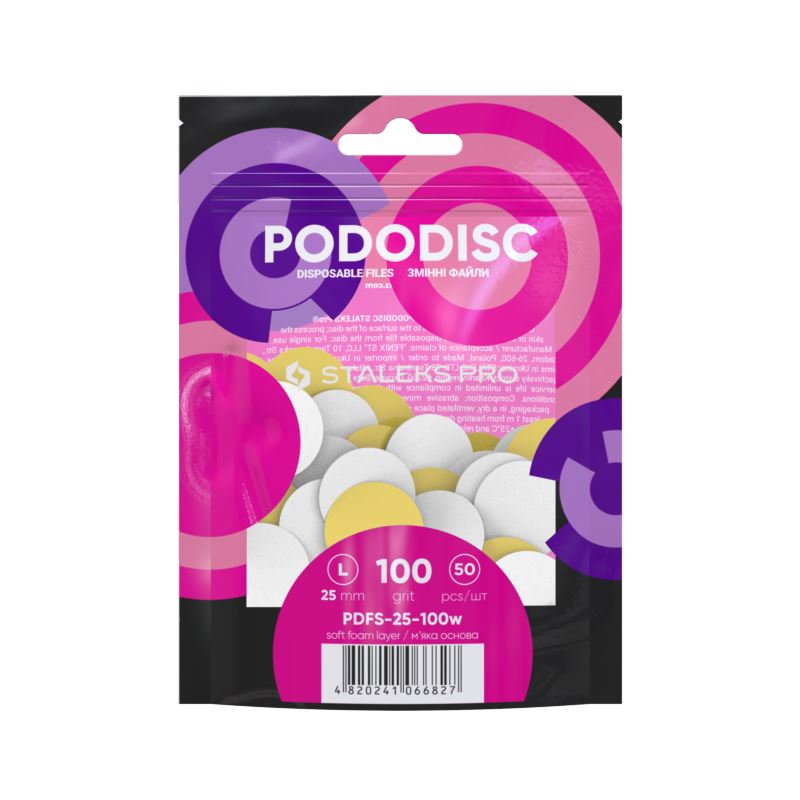 STALEKS Pro L Pododisc Disposable Files Soft Base for Pedicure Disc, 25mm (50 pcs) Pdfs-25