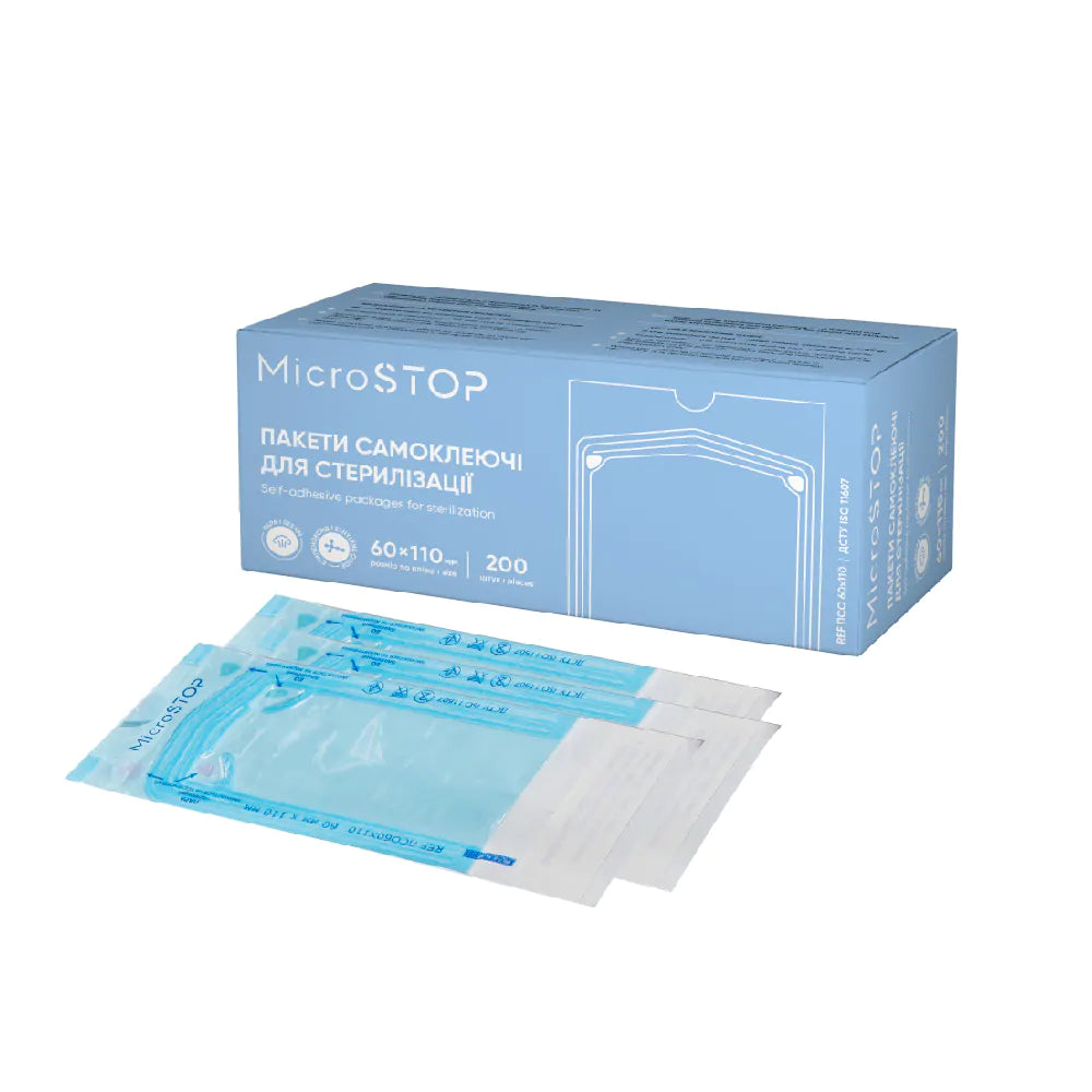 MicroStop self-adhesive pouches for AUTOCLAVE ONLY, 60x110 mm (200 pcs)