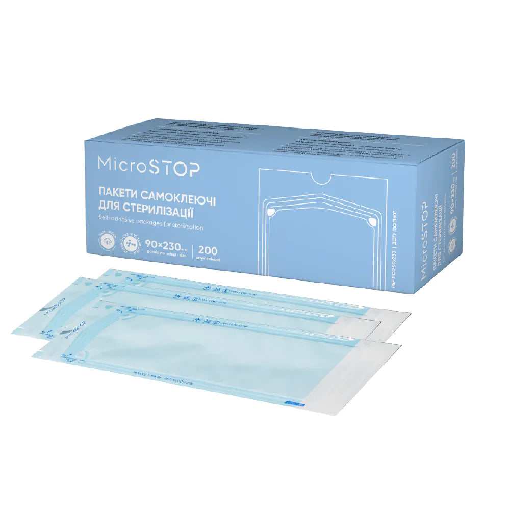 MicroStop self-adhesive pouches for AUTOCLAVE ONLY, 90×230 mm (200 pcs)