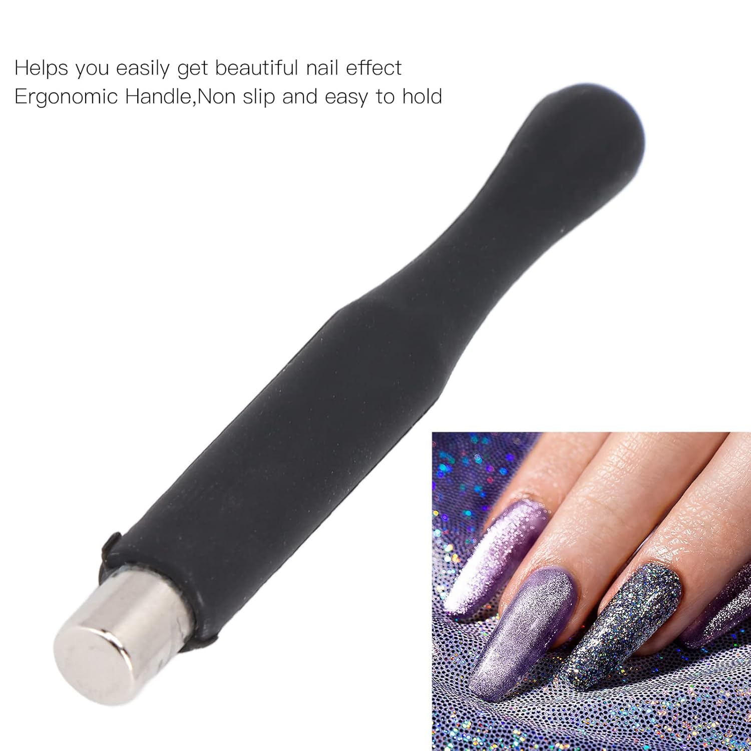 Nail Art Magnetic Pen, Magnet 3D Design Magnet Wand Gel Nail Polish Manicure DIY Polish Magnet Stick Magnetic Polish Magnet for Nails 3D Gel Polish (Black)