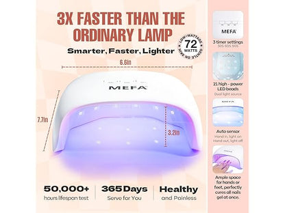 MEFA 60 Pcs Gel Nail Polish Kit with UV Light, 32 Colors All Seasons Nude Gel Nail Polish Set with Base and Matte/Glossy Glitter Top Coat