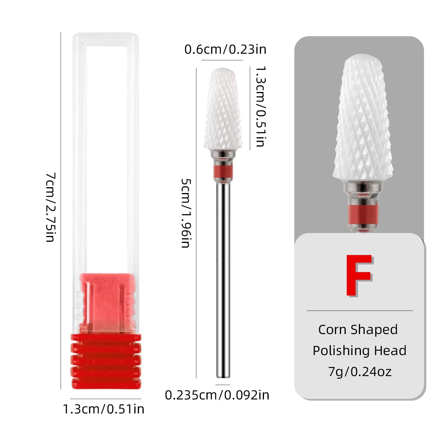 CERAMIC NAIL BIT (Corn)  Red, F #409, 1 PCS