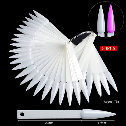 NATURAL LONG NAIL TIPS STILETTO (swatch)