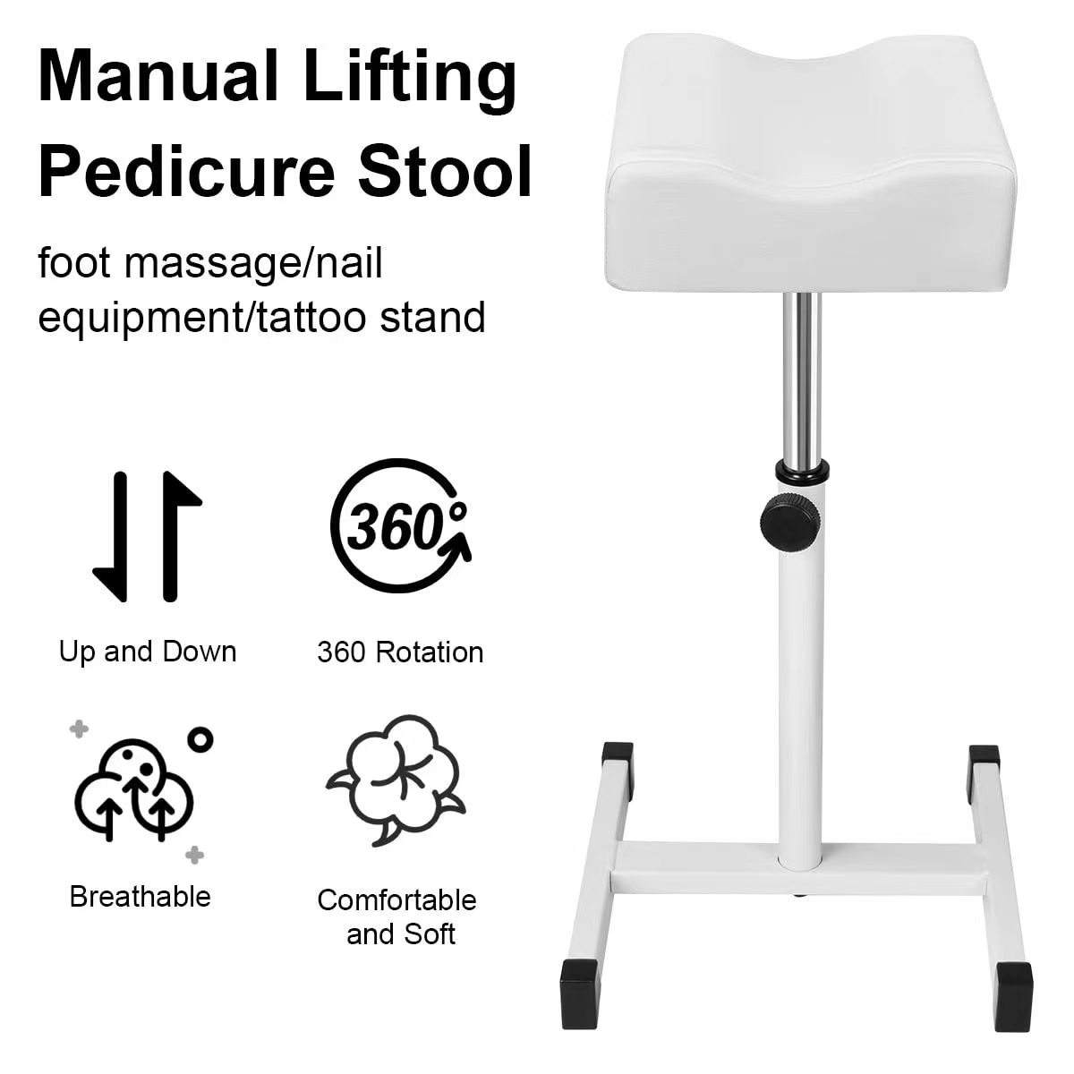 Adjustable Pedicure Foot Rest Stool 360° Rotating – Professional Nail Tech Foot Stand, Height Adjustable Pedicure Stool, Salon Foot Support