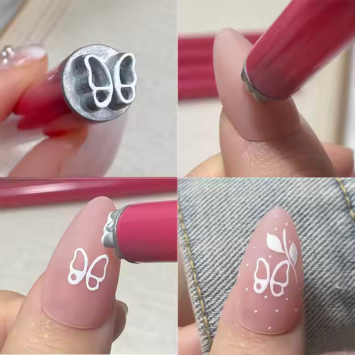 6 Pieces Nail Art Stamp Pen Set Portable Metal Nail Art Stamping