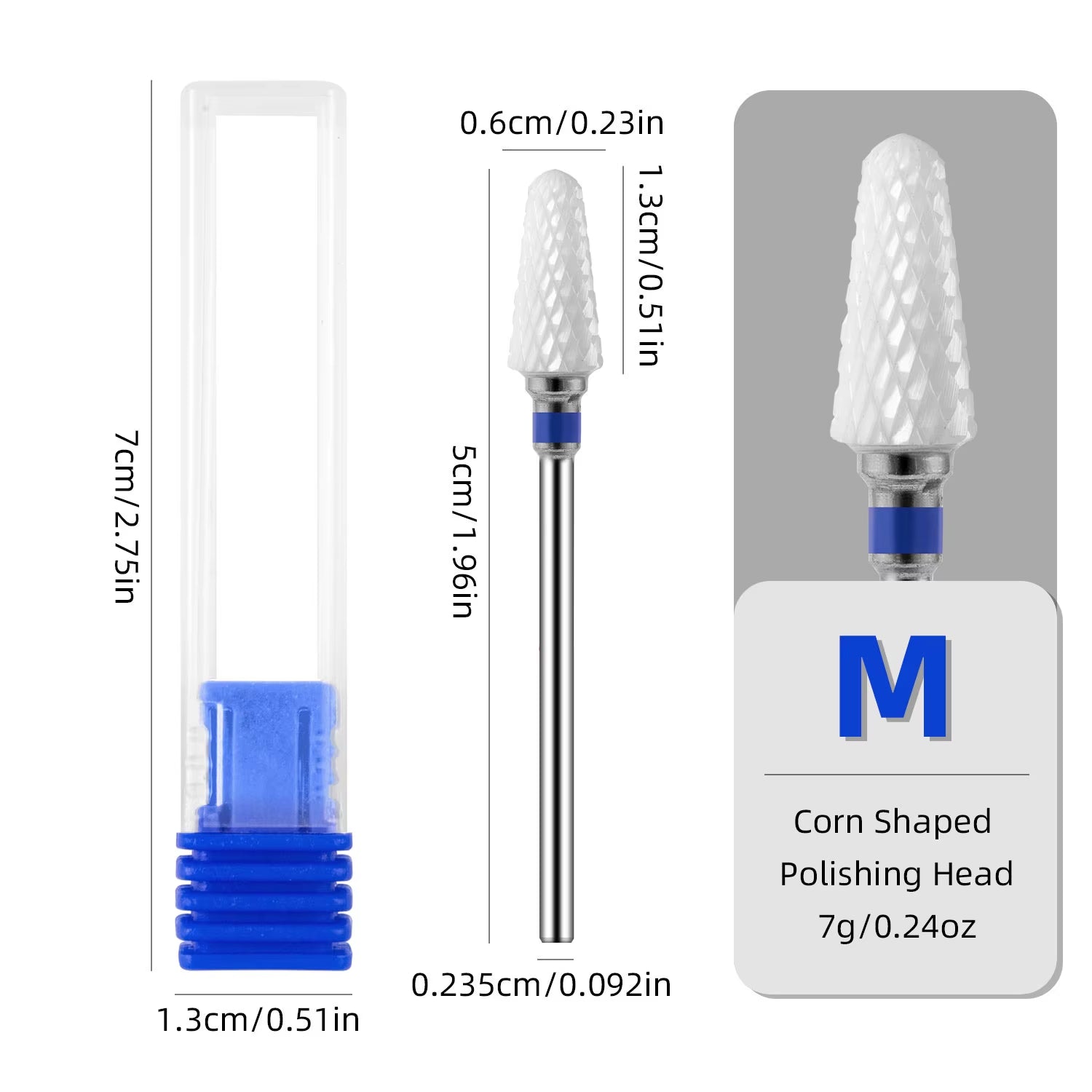 CERAMIC NAIL BIT (Corn)  Blue, M #408, 1 PCS