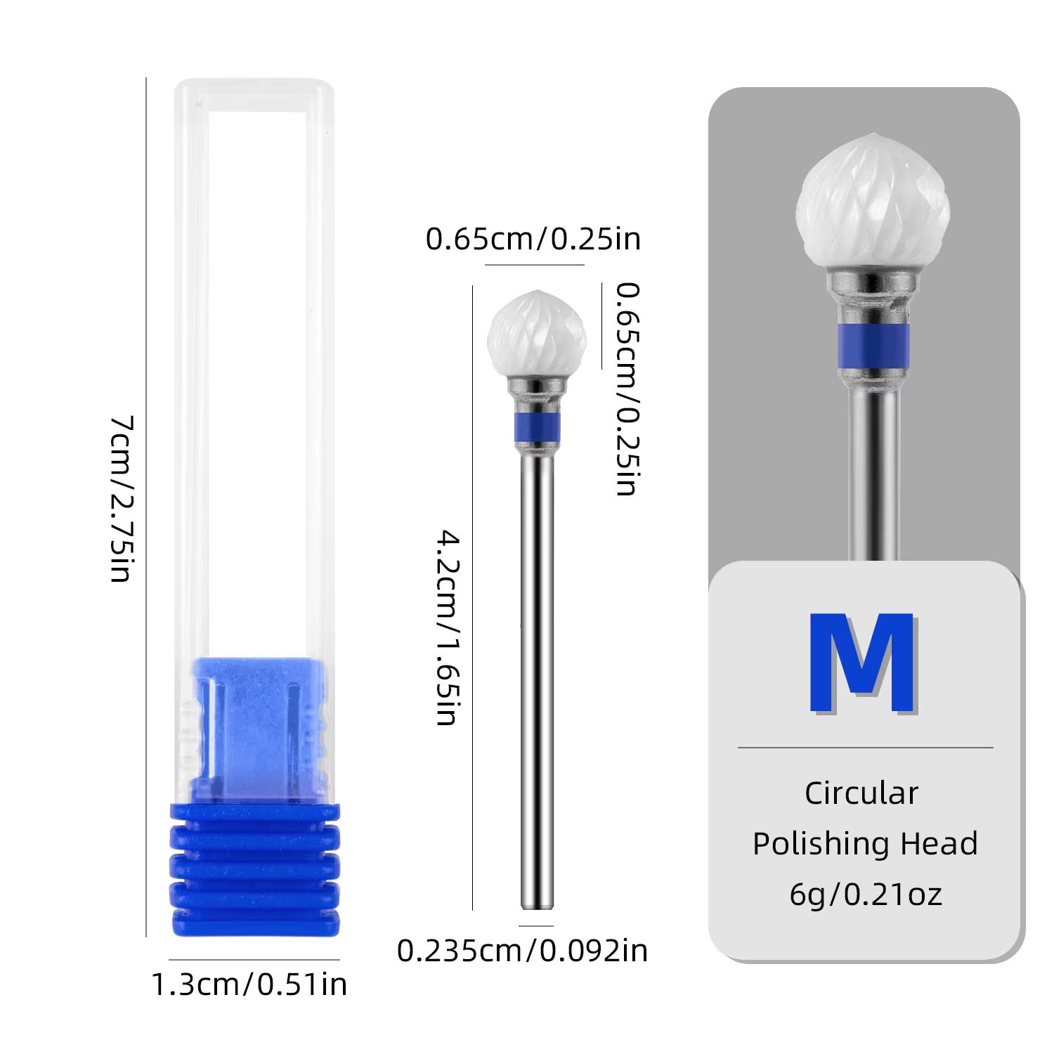 CERAMIC NAIL BIT (Ball) Blue  M #400, 1 PCS