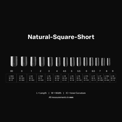 Apres - Gel-X Natural Square Short Box of Tips 2.0, 600pcs