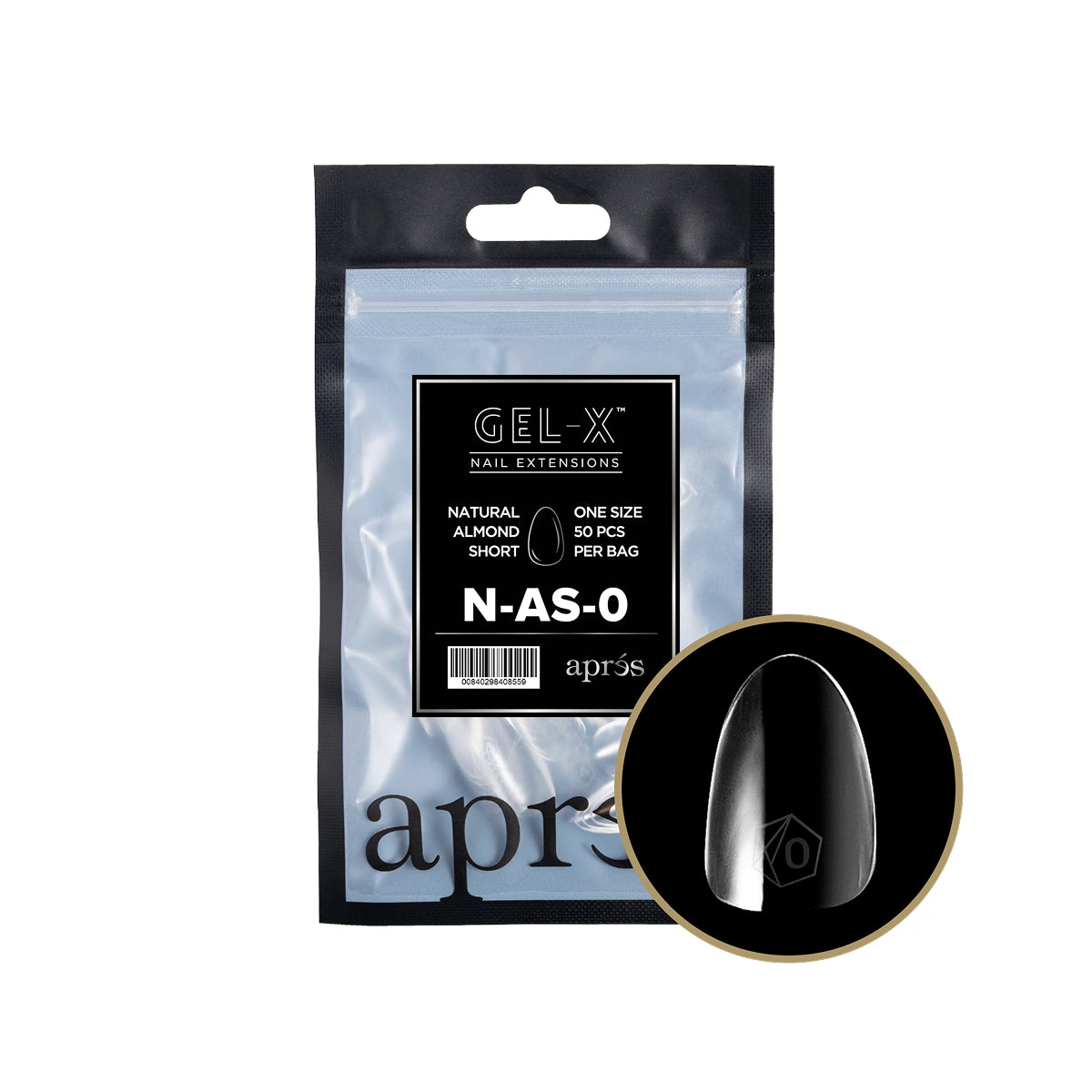 Apres Natural Almond Short Tips – Size 0 (50 pcs)