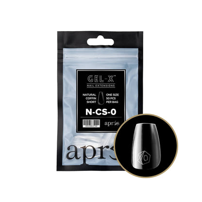 Apres Gel-X Natural Coffin Short Tips – Size 0 (50 pcs)