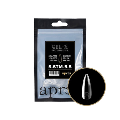 Apres Gel-X Sculpted Stiletto Medium Tips – Size 5.5 (50 pcs) 