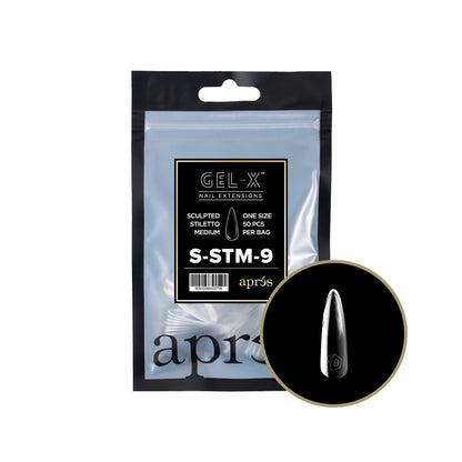 Apres Gel-X Sculpted Stiletto Medium Tips – Size 9 (50 pcs) 