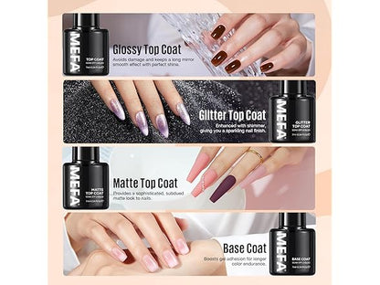 MEFA 60 Pcs Gel Nail Polish Kit with UV Light, 32 Colors All Seasons Nude Gel Nail Polish Set with Base and Matte/Glossy Glitter Top Coat