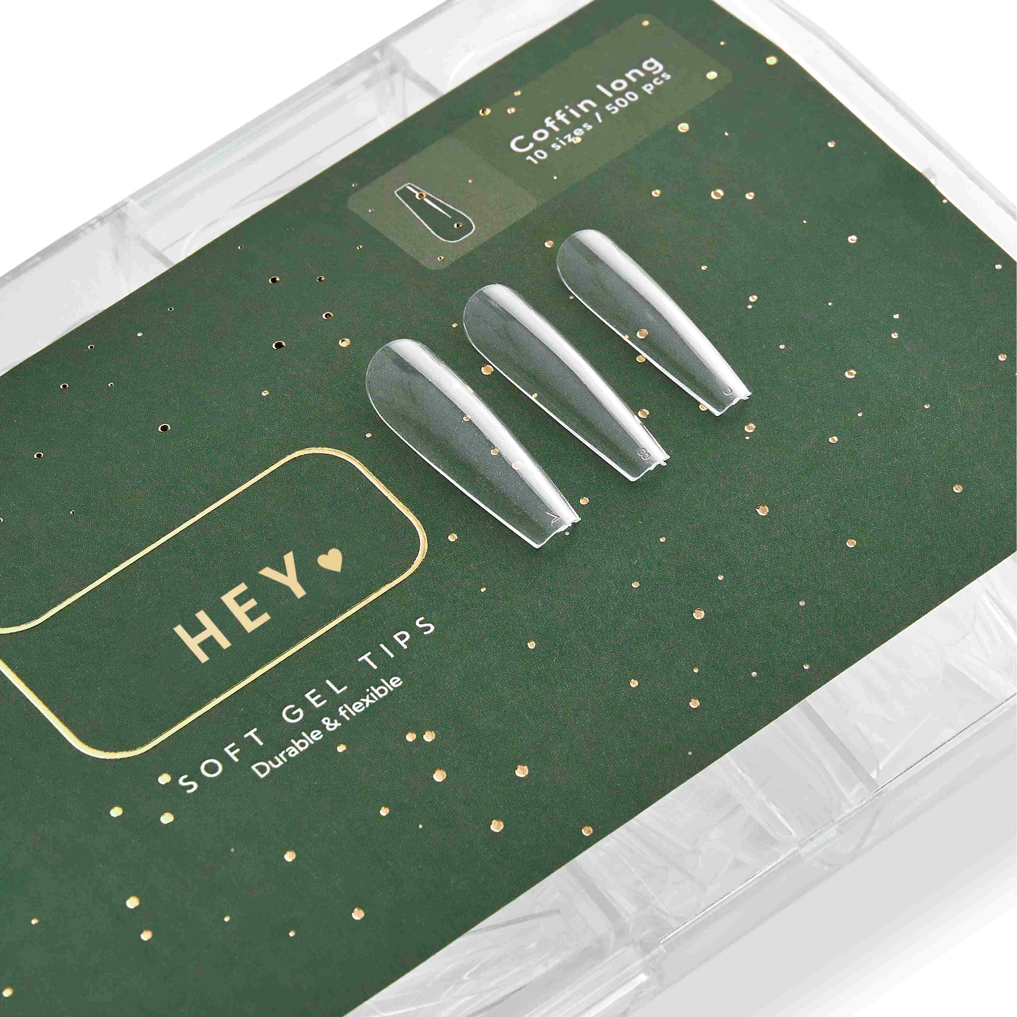 HEYLOVE - Soft Gel Tips Coffin Long, 500pcs