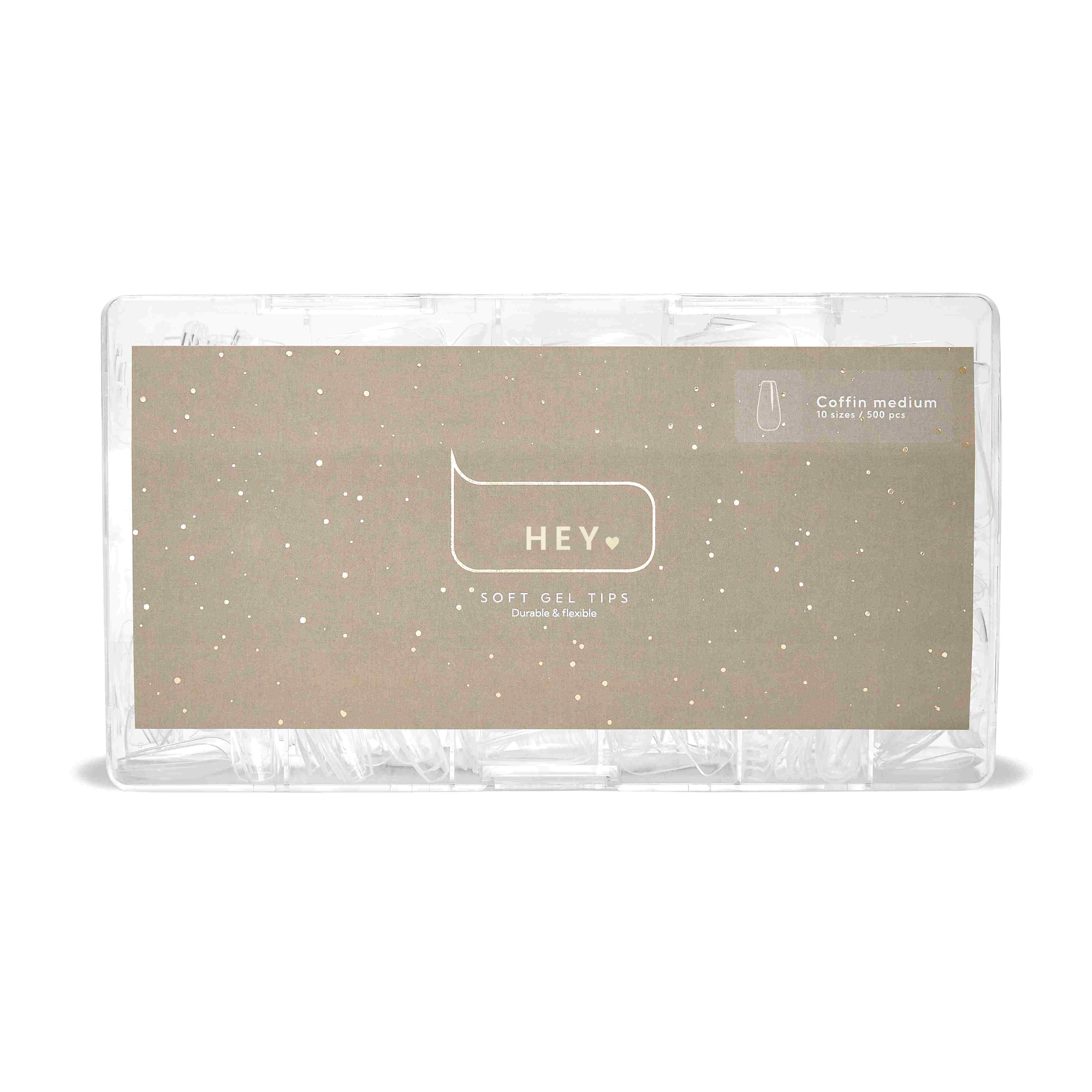 HEYLOVE - Soft Gel Tips Coffin Medium, 500pcs