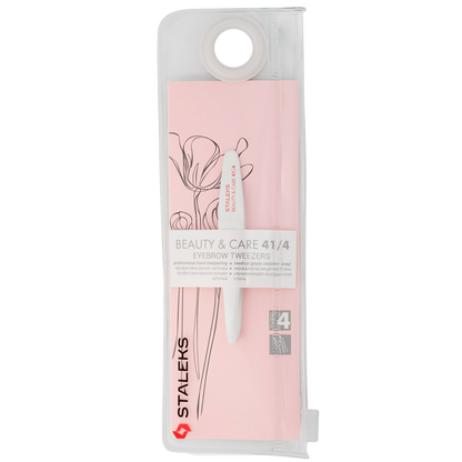 STALEKS BEAUTY & CARE 41 TYPE 4 EYEBROW TWEEZERS COMPACT SIZE SLANT WHITE TBC-41/4- STALEKS™