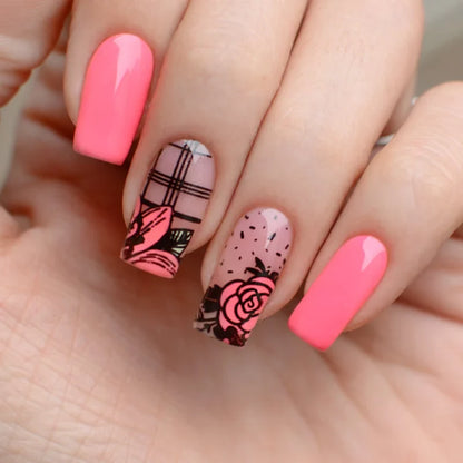 Pink Mask - Stamping Plate Flower Garden