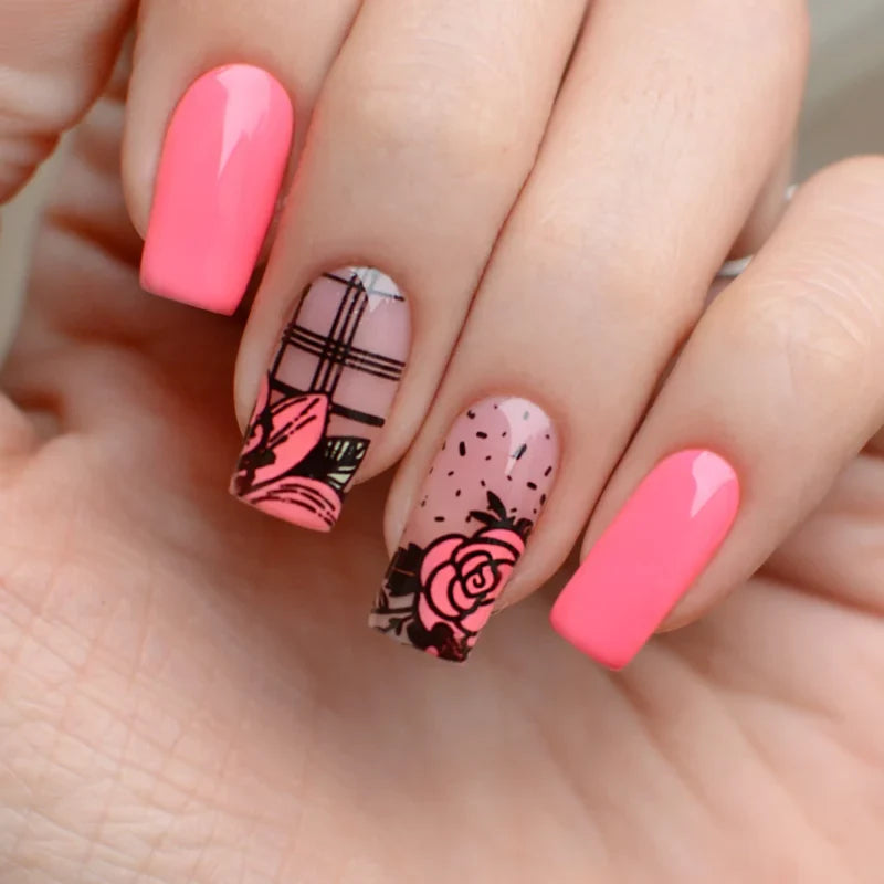 Pink Mask - Stamping Plate Flower Garden