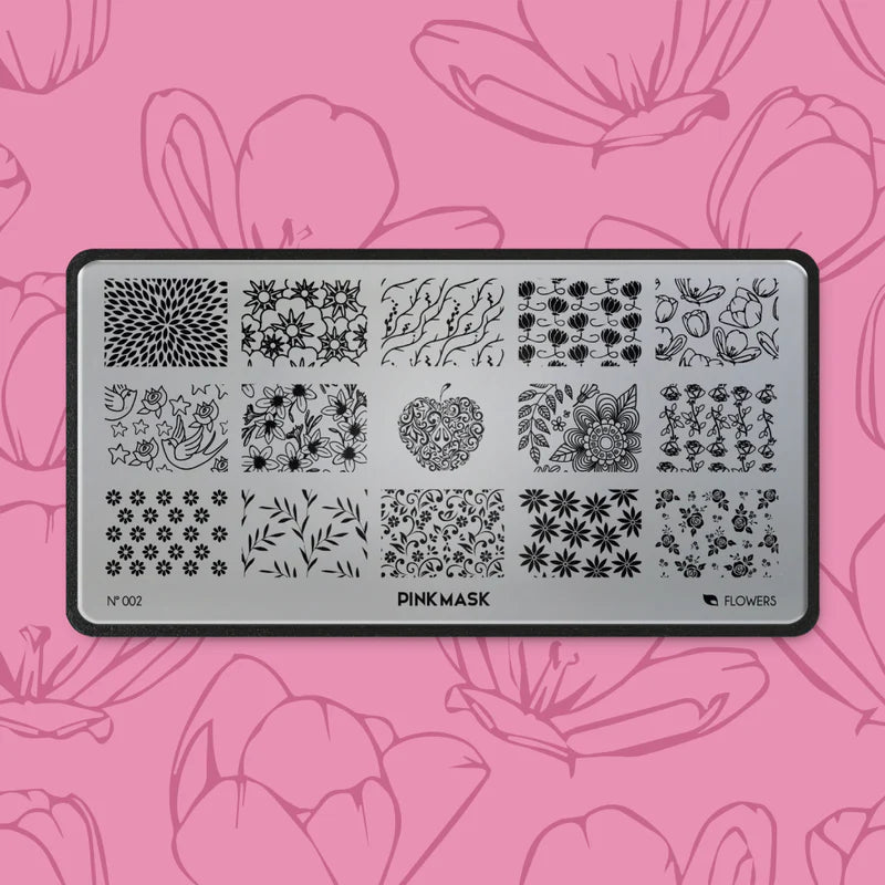 Pink Mask - Stamping Plate Flowers