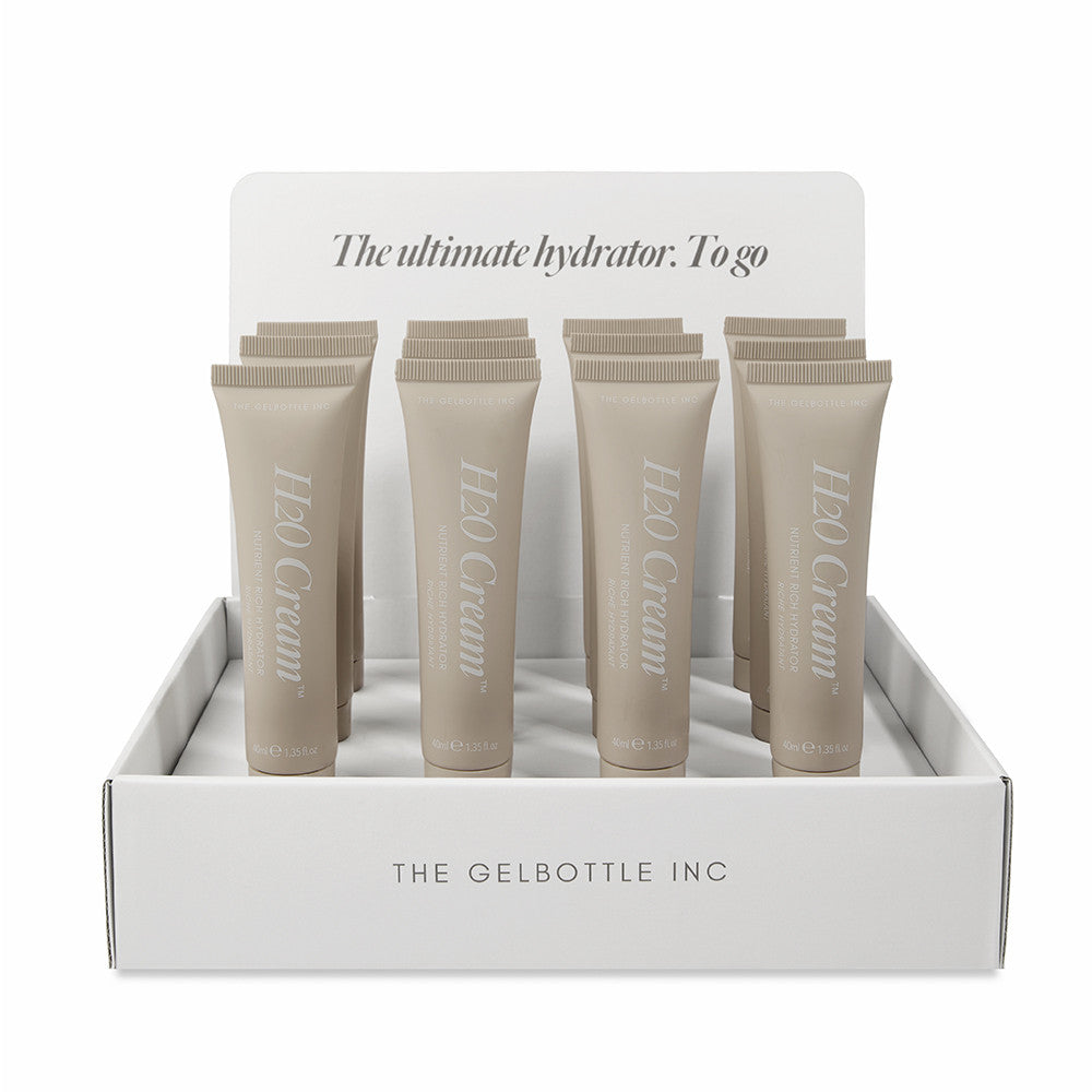 Hydration on the go – The GelBottle H2O Cream Mini Retail Pack (12-piece).