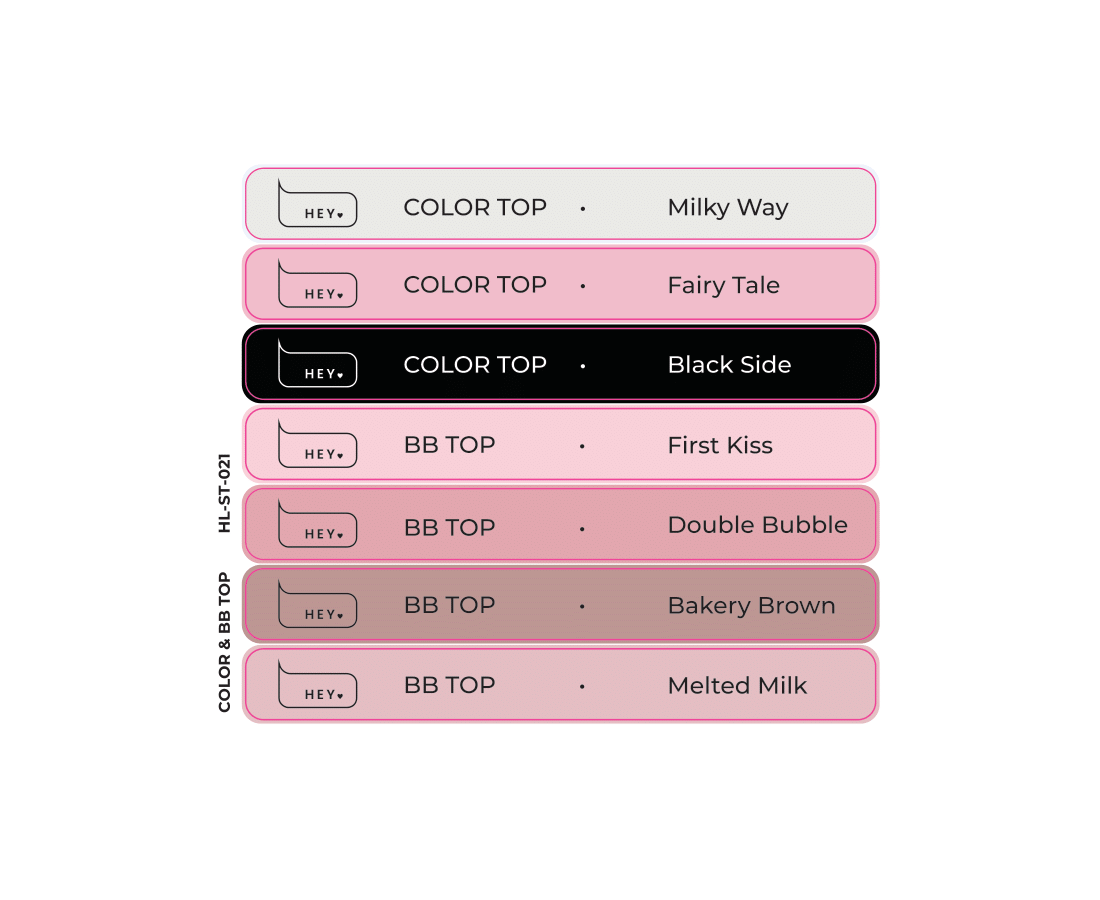 Stickers for swatches- Color and BB top collection- #21 - HeyLove