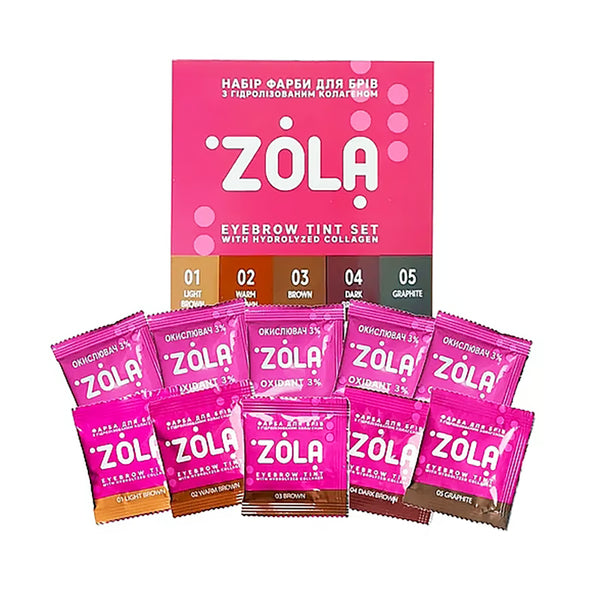 ZOLA - Set of Eyebrow Tint With Collagen Sachet, 5x5ml (5 Colors)